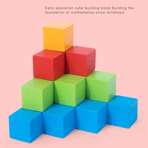 Colorful wooden math cubes building blocks for early childhood spatial logic training