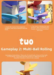 Detailed assembly steps of rainbow wooden music tree and multi-ball rolling play for kids