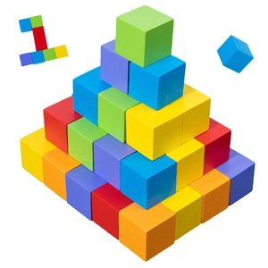 60pcs colorful wooden cube blocks set for math teaching and spatial logic training
