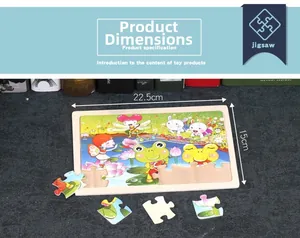 Detailed view of 22.5x15cm wooden cartoon puzzle dimensions for early childhood learning