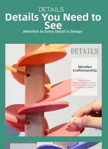 Close-up of durable wooden music tree with colorful petals and smooth marble tracking