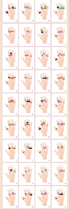 Detail guide showing 40 combinations of colorful rings for interactive desktop gaming