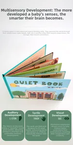 Close-up of sensory educational busy book with velcro stickers for kids learning