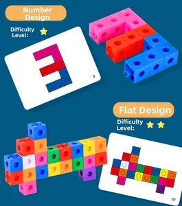 Educational math blocks showing number 3 construction and colorful cube pattern