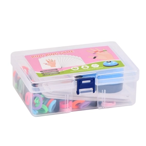 Children's Ring Ring Game set with colorful rubber bands and a call bell in a storage box