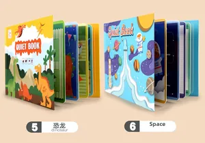 Detail of multi-layered Dinosaur and Space themed interactive busy books for children aged 3+