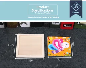 Detailed dimensions of the 9-piece wooden butterfly puzzle for toddler early education