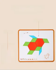 Comparison showing size difference between two geometric animal puzzle cards for kids