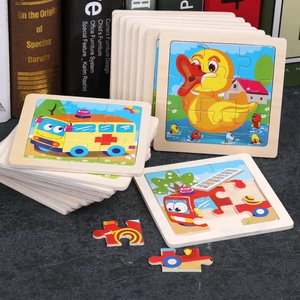 Educational Wooden Jigsaw Puzzles For Toddlers Cartoon Animal Vehicle Early Learning Cognitive Board Brain Teaser Toy