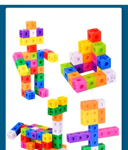Creative 3D robot and animal models built with colorful interlocking plastic building blocks