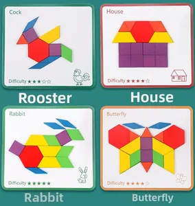 Macro view of geometric puzzle challenge cards for early childhood brain development