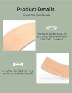 Detailed view of the smooth rounded edges and natural wood grain on the balance board