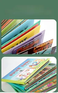 Detail of durable thickened quiet book pages featuring colorful cartoon animal illustrations