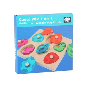 3D Multi-layer wooden dinosaur egg peg puzzle for toddlers early educational learning