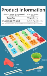 Tableau des tailles détaillé pour puzzle Montessori en bois avec perles et chiffres