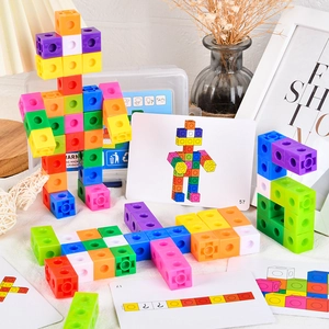 Colorful educational mathlink cubes building blocks set with various creative models