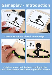 Educational wooden stickman puzzle toy for improving kids fine motor skills and observation