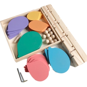Wooden rainbow music tree marble run kit with colorful petals and assembly tools