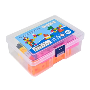 Educational Magic Square colorful connecting building blocks set in a transparent storage box