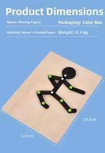 Detailed size chart of the movable wooden figure puzzle toy for toddlers motor skills