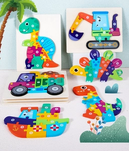 Educational 3D wooden animal puzzles with colorful 1-10 numbered digital learning blocks