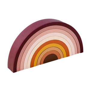 8-tier wooden rainbow stacking blocks in Morandi colors for early educational play