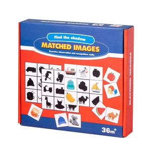 Educational wooden shadow matching puzzle game for kids featuring animals and fruit themes