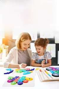 Educational 3D wooden dinosaur puzzle with numbers for parent-child interactive learning