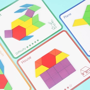 155-piece wooden geometric blocks set with educational puzzle cards for kids' learning