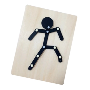 Educational wooden moving manikin puzzle for toddlers teaching body anatomy and motor skills