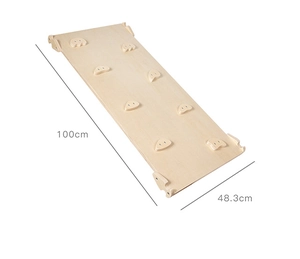 Close-up of wooden indoor climbing slide for kids with 100cm length and cloud grips