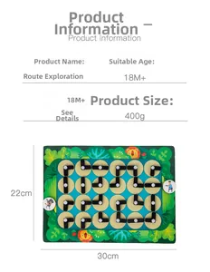 Detail eines hölzernen Dschungel-Labyrinths mit Schiebereglern und Löwen-Motiv-Design