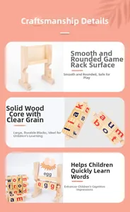 Detail von Holz-Drehwürfeln mit Buchstaben und Karten zum Englischlernen für Kinder