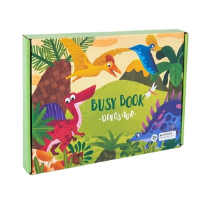 Cartoon dinosaur themed busy book for toddlers with educational velcro activities for kids