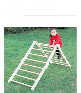 Foldable wooden climbing frame for toddlers made of natural solid wood for indoor play