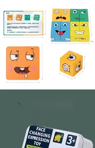 Detailed view of colorful wooden expression blocks with square challenge cards and iron box