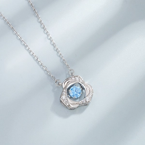 Collana Mobius scintillante in argento S925 con pendente in pietra preziosa blu