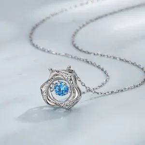 Collana in Argento Sterling 925 Cuore Danzante per Donna Pendente Fiore Nastro di Moebius Con Strass Intarsiati Elegante Catena da Clavicola Gioielli Regalo