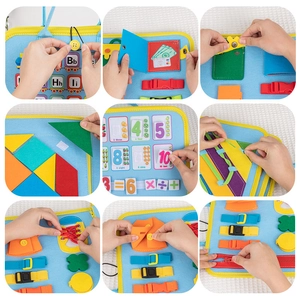 Multifunctional felt Montessori busy board for toddler early education and skill learning