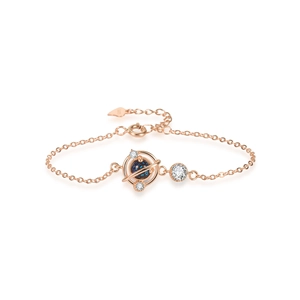 Bracelet planète rêveur en argent S925 avec pierre bleue et finition or rose