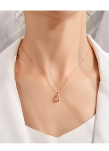 Elegant rose gold S925 sterling silver phoenix necklace with a sparkling dancing zircon