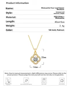 Details zur S925 Silber Moissanit Kleeblatt Kette in Gold und Platin Ausführungen