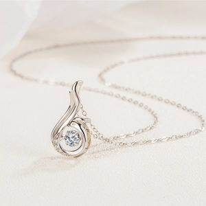 S925 sterling silver phoenix necklace with a dancing cubic zirconia stone pendant
