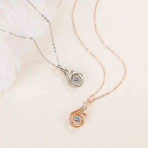 Elegant 925 sterling silver phoenix pendant necklace with shimmering zircon stones