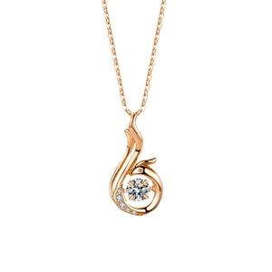 Elegant rose gold phoenix necklace with sparkling cubic zirconia pendant on silver chain
