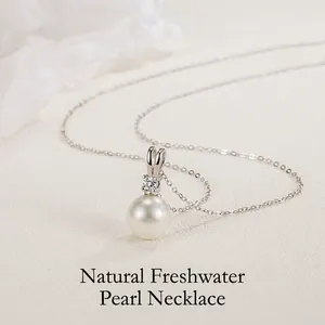 Collier Künstliche Perles en Argent Sterling S925 Avec Pendentif Zirconium en V Pour Femmes Bijoux Élégants Minimalistes Accessoire Quotidien