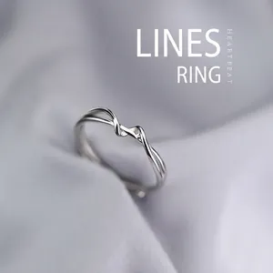 Anello Aperto Geometrico Minimalista in Argento Sterling S925 per Donna Anello al Dito a Doppio Strato Regolabile Gioielli di Moda