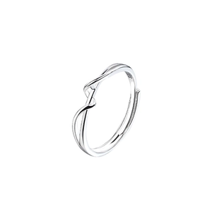 Anello aperto minimalista in argento sterling S925 con doppia linea intrecciata lucida