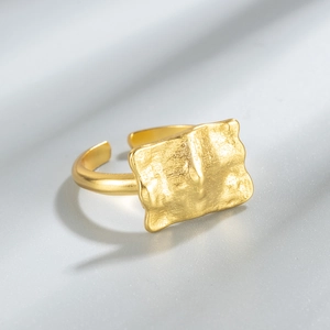 Minimalist S925 sterling silver open ring with irregular uneven texture surface