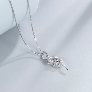 Collier cœur en argent sterling S925 avec pendentif ailes zircon sur chaîne vénitienne